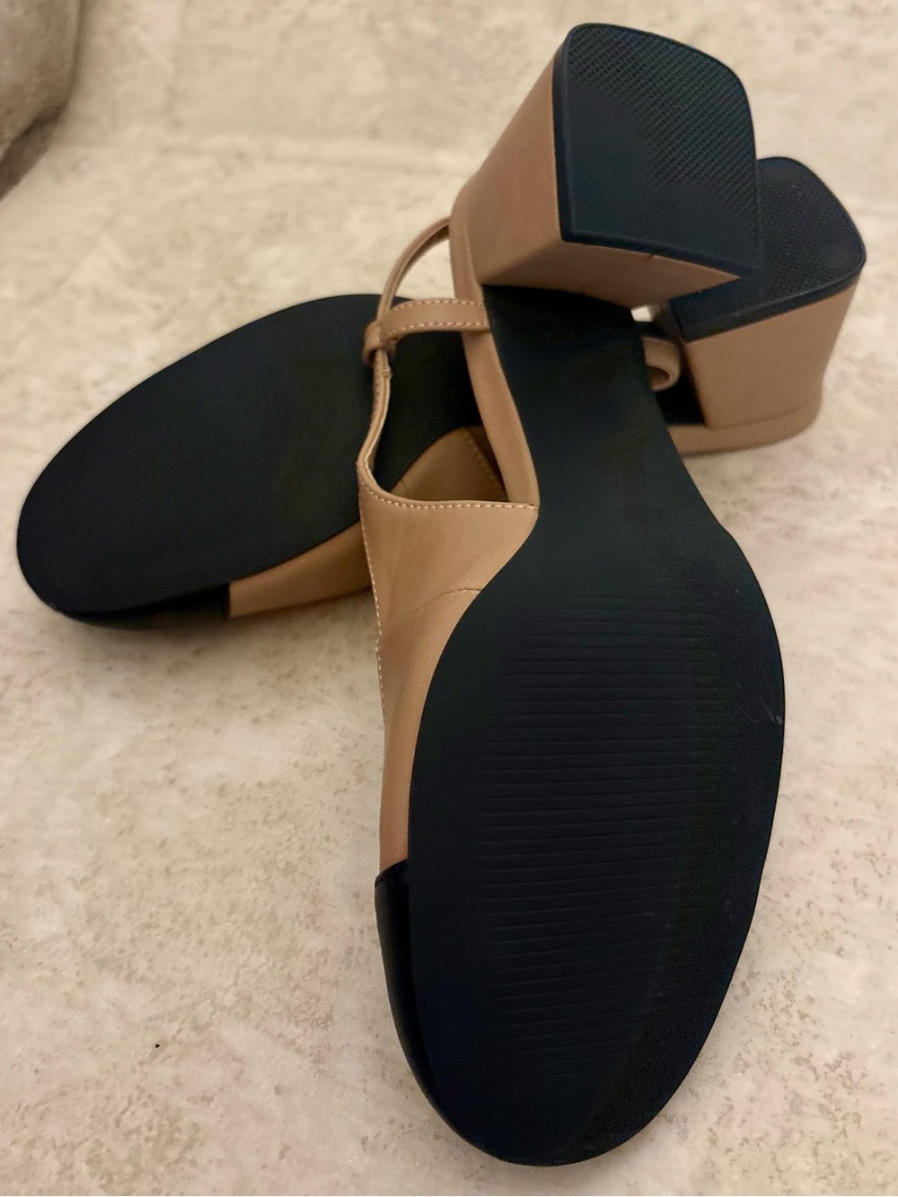 Madden Girl Two-Tone Slingback Block Heel in Beige and Black - Picture 3 of 6